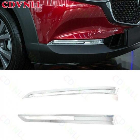 For Mazda CX-30 -2024 Chrome Silver Exterior Fog Light Lamp Strip Trim 2PCS