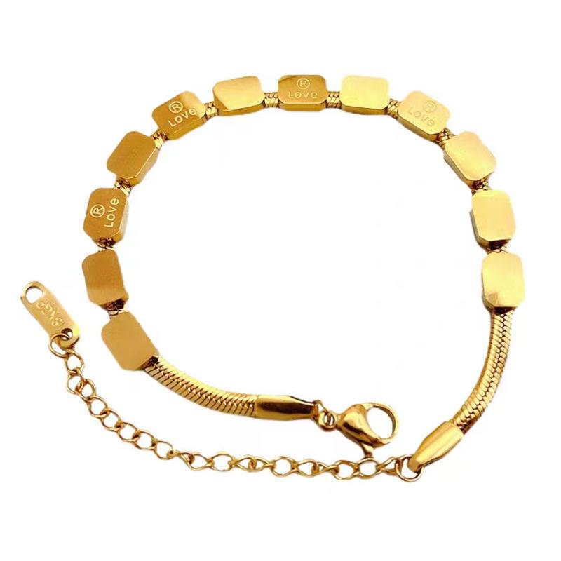 Náhrdelník Love Square Hadí kost Retro design Špičkové šperky Titanová ocel, Rovný kus