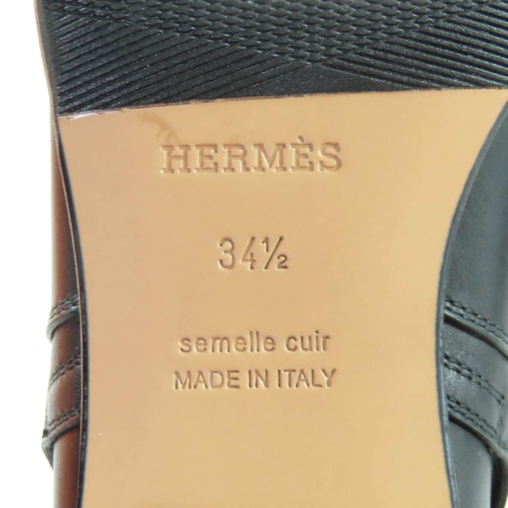 Great HERMES Short Boots Neo Kelly Buckle Leather Black Leather Women 34.5 Used