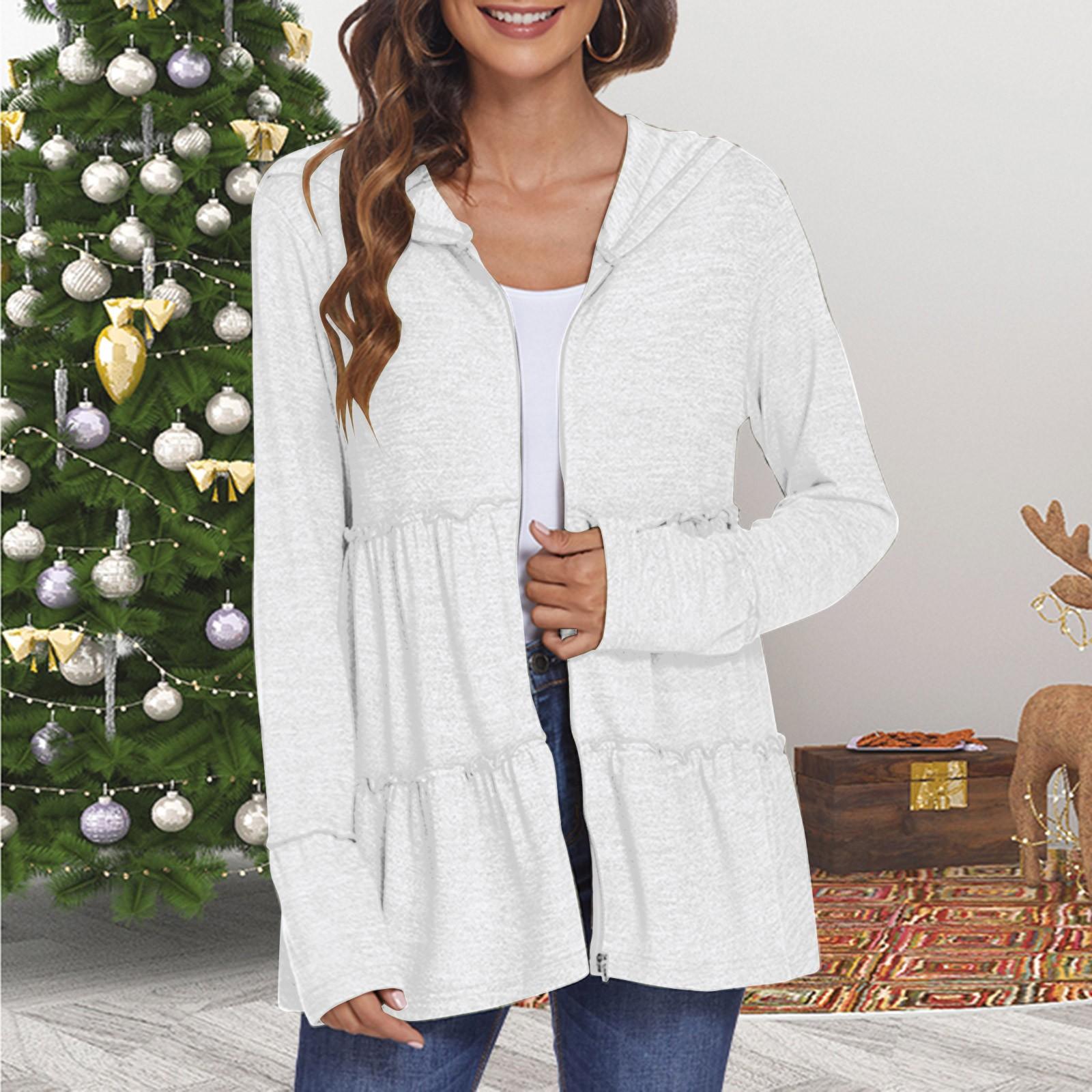 

Женская толстовка с капюшоном на молнии, плиссированная многослойная спортивная куртка, куртка с длинными рукавами M белый