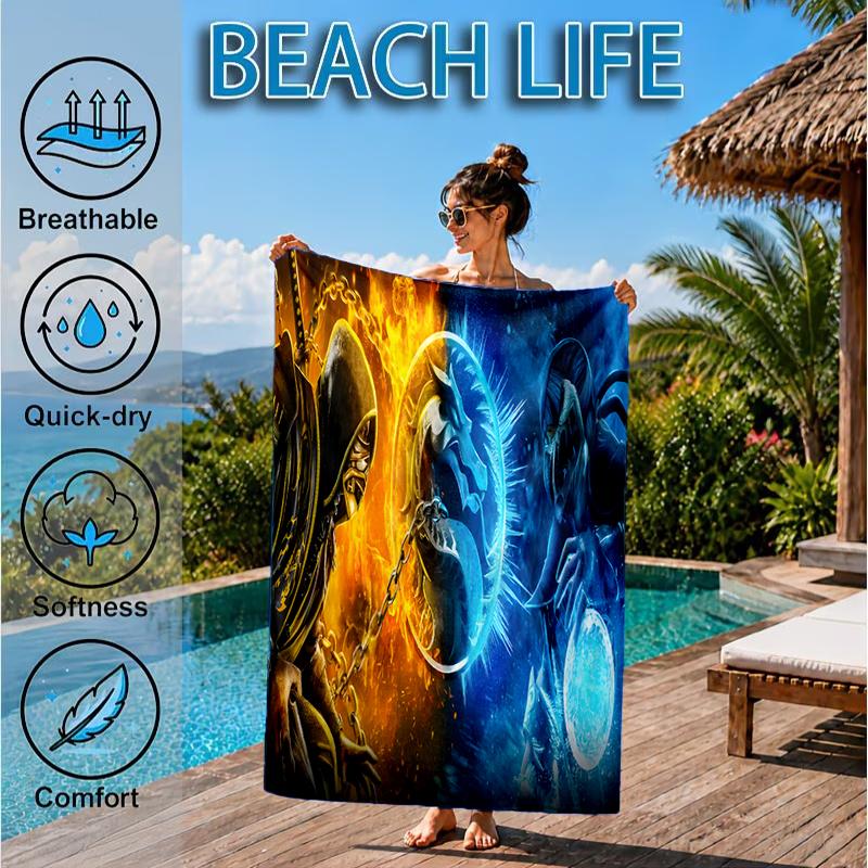 Powerful Warrior Kombat Beach Towel, Microfiber Beach Towel, Perfect For Pool, Beach, Travel, Home Decor Beach Party Fan gifts
