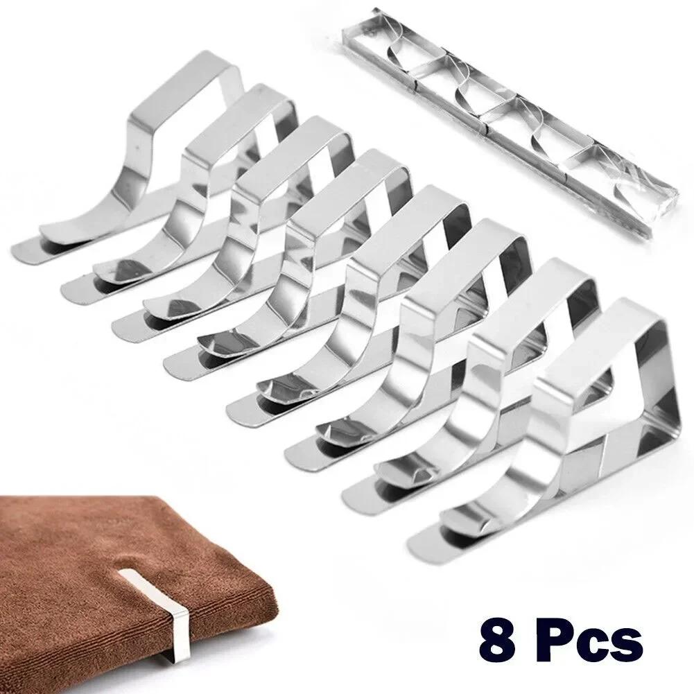 8 PEZZI Pinze per Tovaglia in Acciaio Inossidabile Pinze da Picnic Porta Clip Copertura Pinze per Tovaglia per Casa Festa Picnic Matrimonio Fissaggio Clip