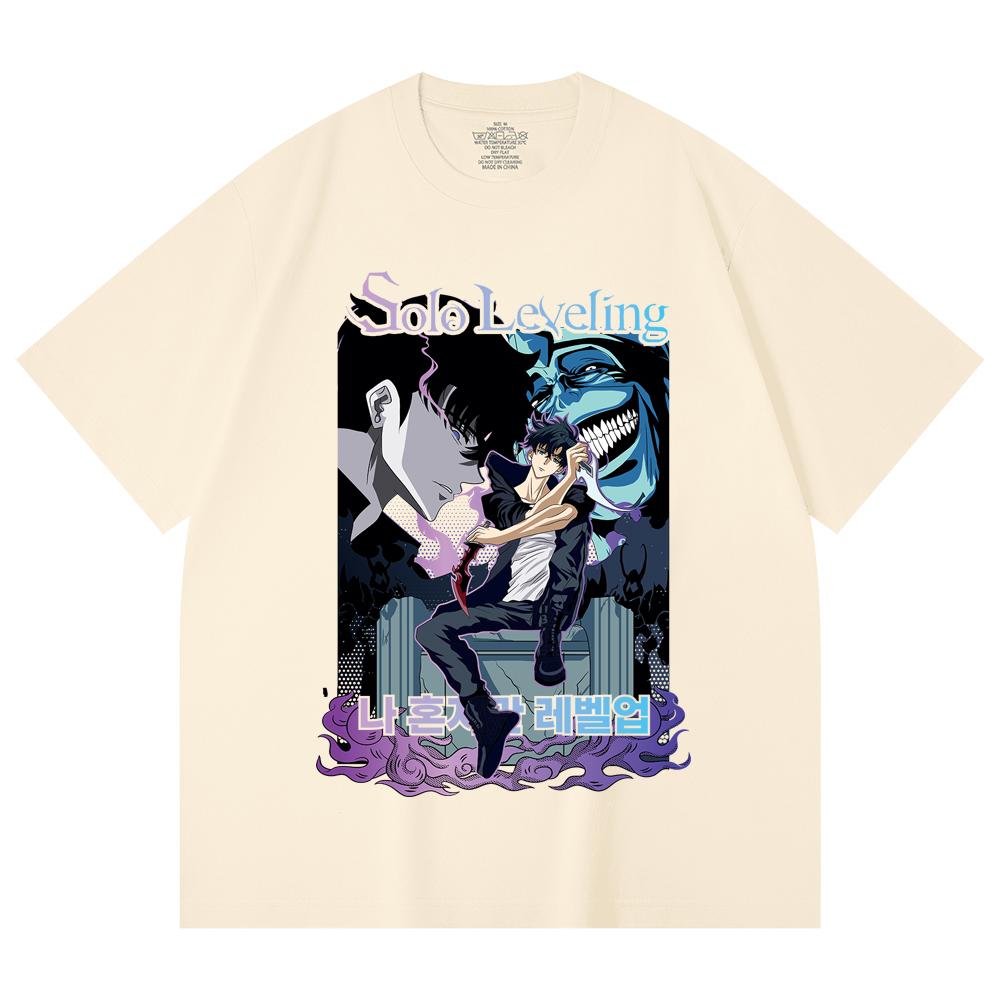 230 Gsm 100% Cotton Solo Leveling V6 Print Unisex Heavy Cotton T Shirt XS абрикосовый