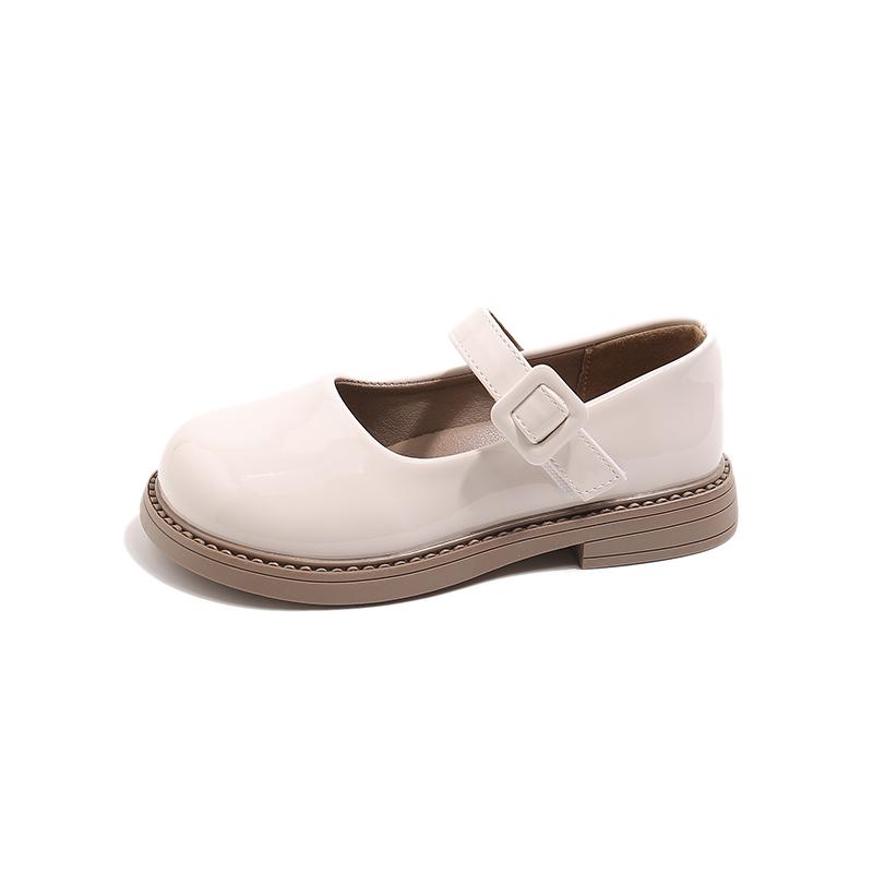

Girls Uniform Shoes Black Glossy Kids Flat Shoes Trendy for Students Autumn Children Leather Shoes Soft Bottom Round Toes 26