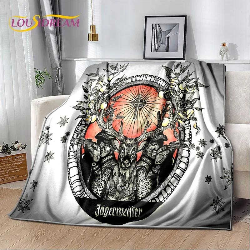 3D German Jaegermeister Logo Elk Soft Flannel Blanket for Beds Bedroom Sofa Picnic,Throw Blanket for Cover Outdoors Leisure Gift
