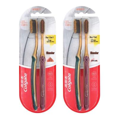 Slim Soft Charcoal Gold Toothbrush 4-Pack