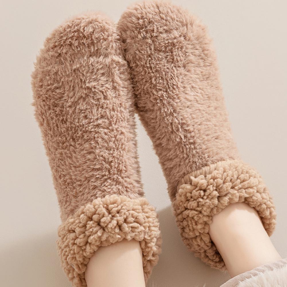 Floor Socks for Women Comfy Mid-tube Socks Cozy Non-slip Fleece Slipper Socks for Women Soft Winter Warm Ankle Fluffy Home Floor