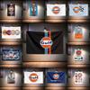 Bandiera per Fan di Gulfs Racing Oil 3x5 piedi 90x150 cm per Garage di Tuning, Officina di Riparazione Auto, Stazione di Servizio, Decorazione Murale