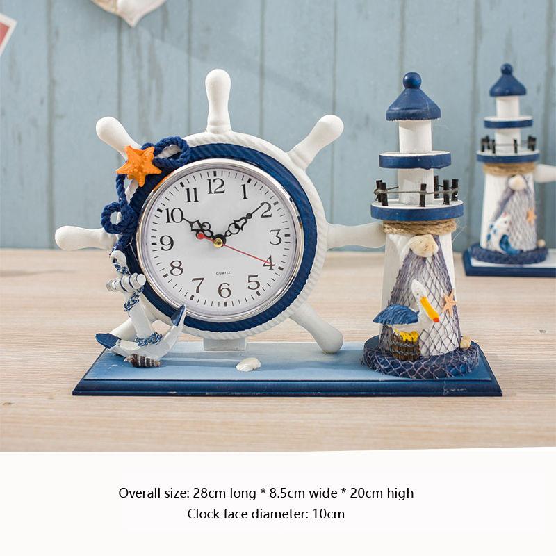 Mediterranean Style Desktop Clock Ornaments European Living Room Bedroom Bedside Desk Clock Office Desktop Home Creative Clock