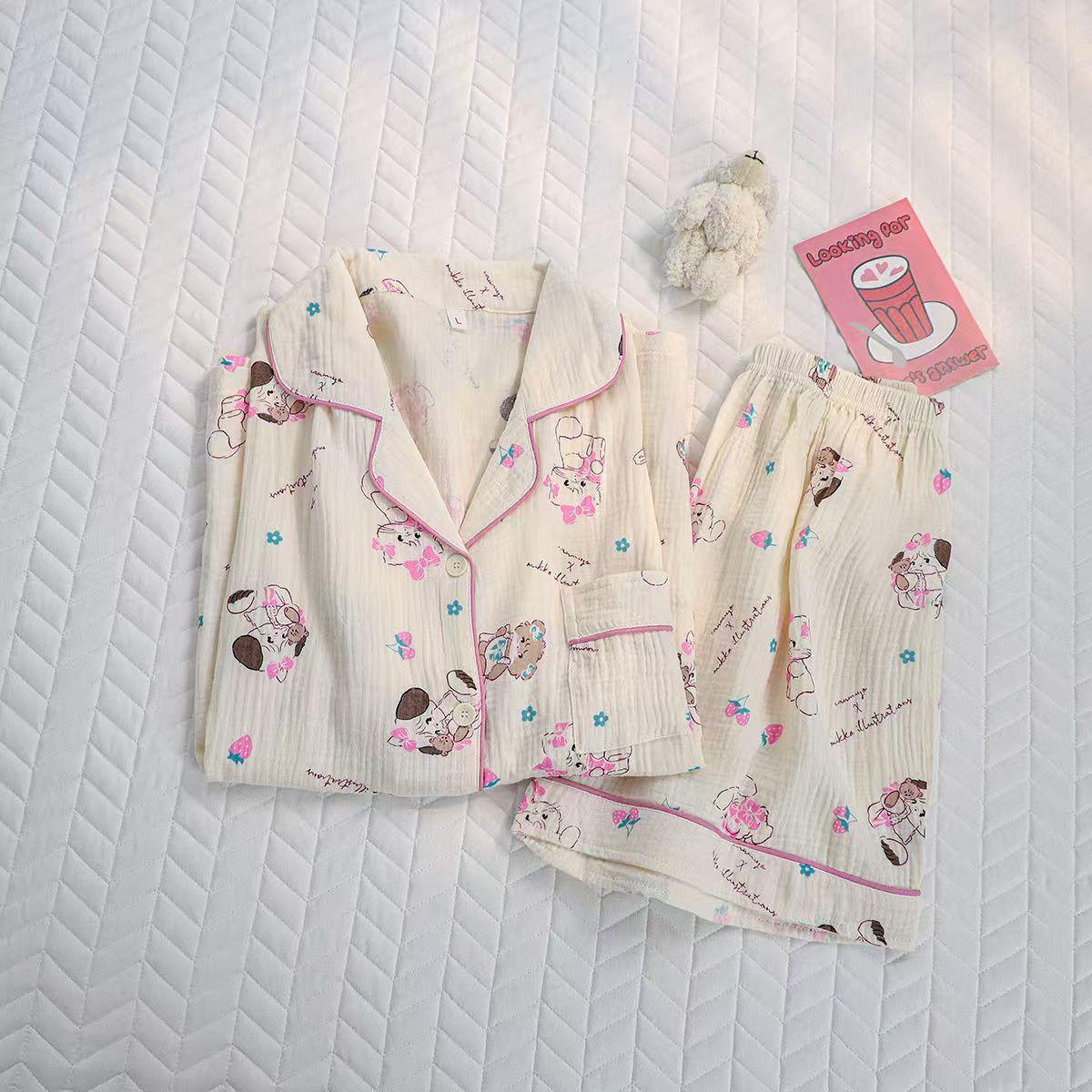 

ins sweet wind mikko pajamas women s spring and autumn short-sleeved shorts suit student dormitory can wear loungewear outside s [recommended weight 35-40kg]