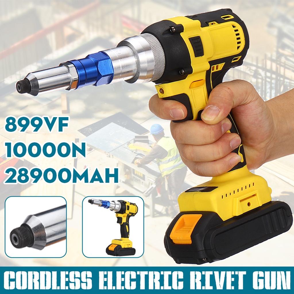 2.4-4.8mm Cordless Electric Rivet Nut Drill Insert Nut Pull Riveting Tool  With LED Light Battery 18V