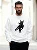 Men'S Casual Round-Neck Sweatshirt Featuring a Dog Riding a Bicycle Design