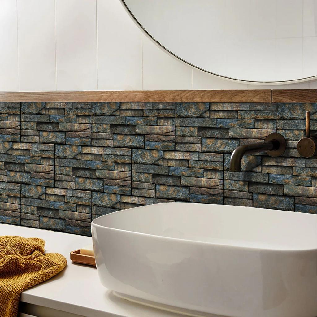 Industrial Style Retro American Tile Sticker, Self-Adhesive Waterproof Pvc Wall Decoration Kitchen Bedroom Wall Sticker Wallpaper