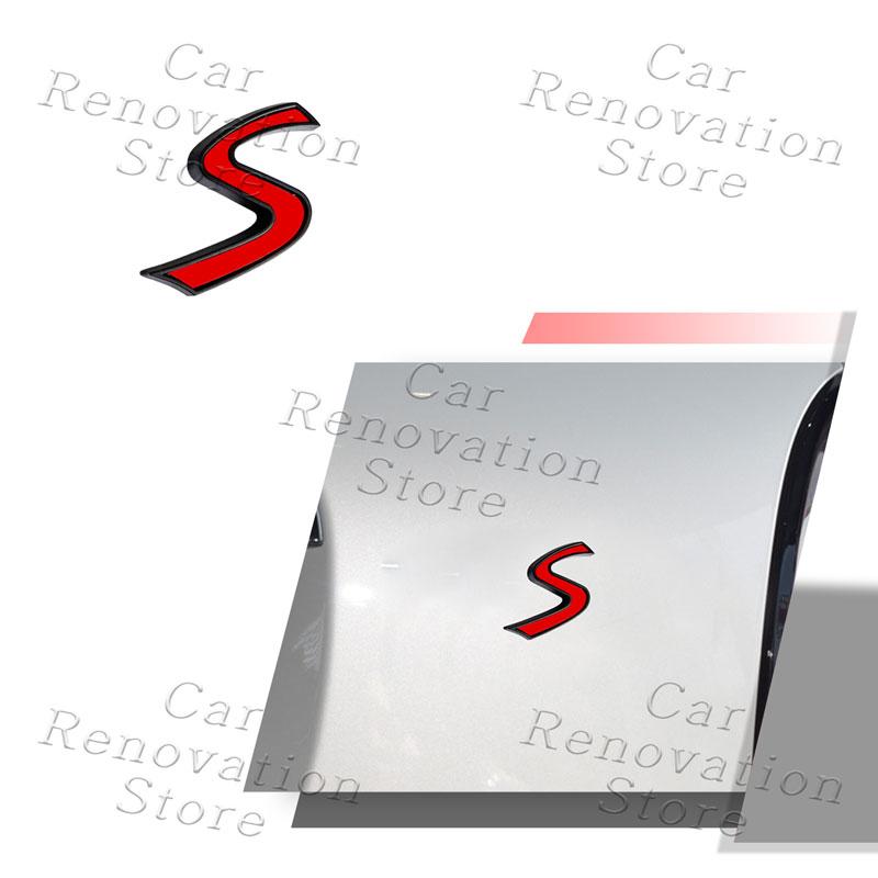 3D Car Decor S Logo Front Hood Grille Emblem Sticker For Mini Cooper S R53 R52 R56 F57 F55 F56 JCW Fender Rear Trunk Body Badge