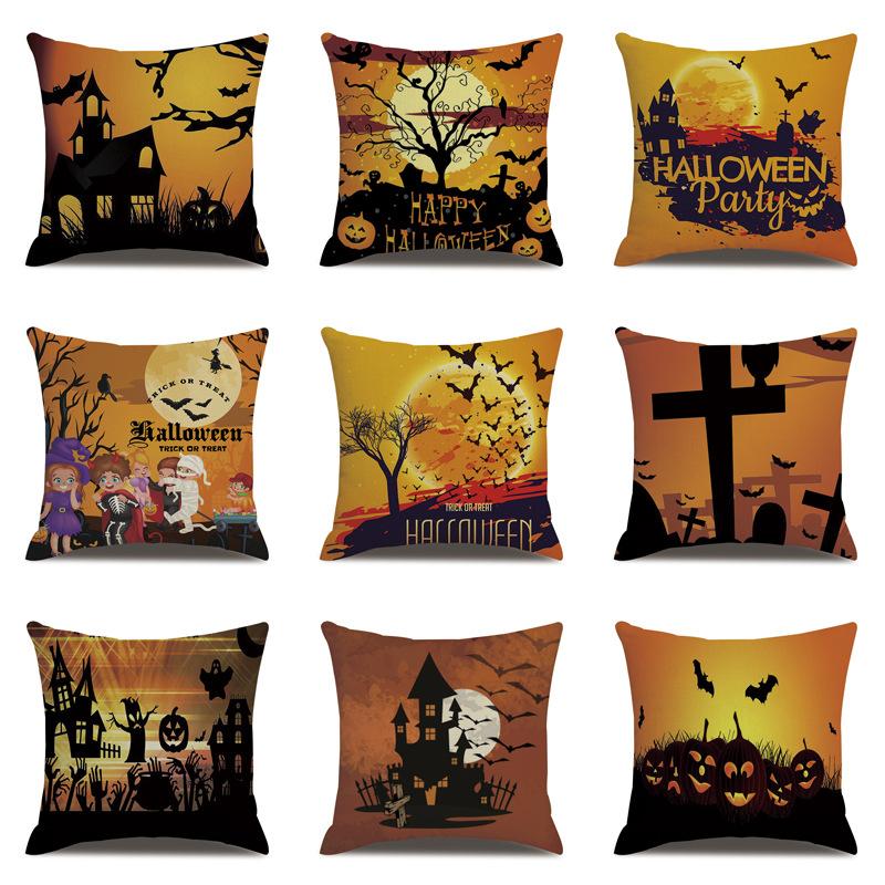 Halloween Linen Pillow Cover Printed Pillow Supply Cushion Cover