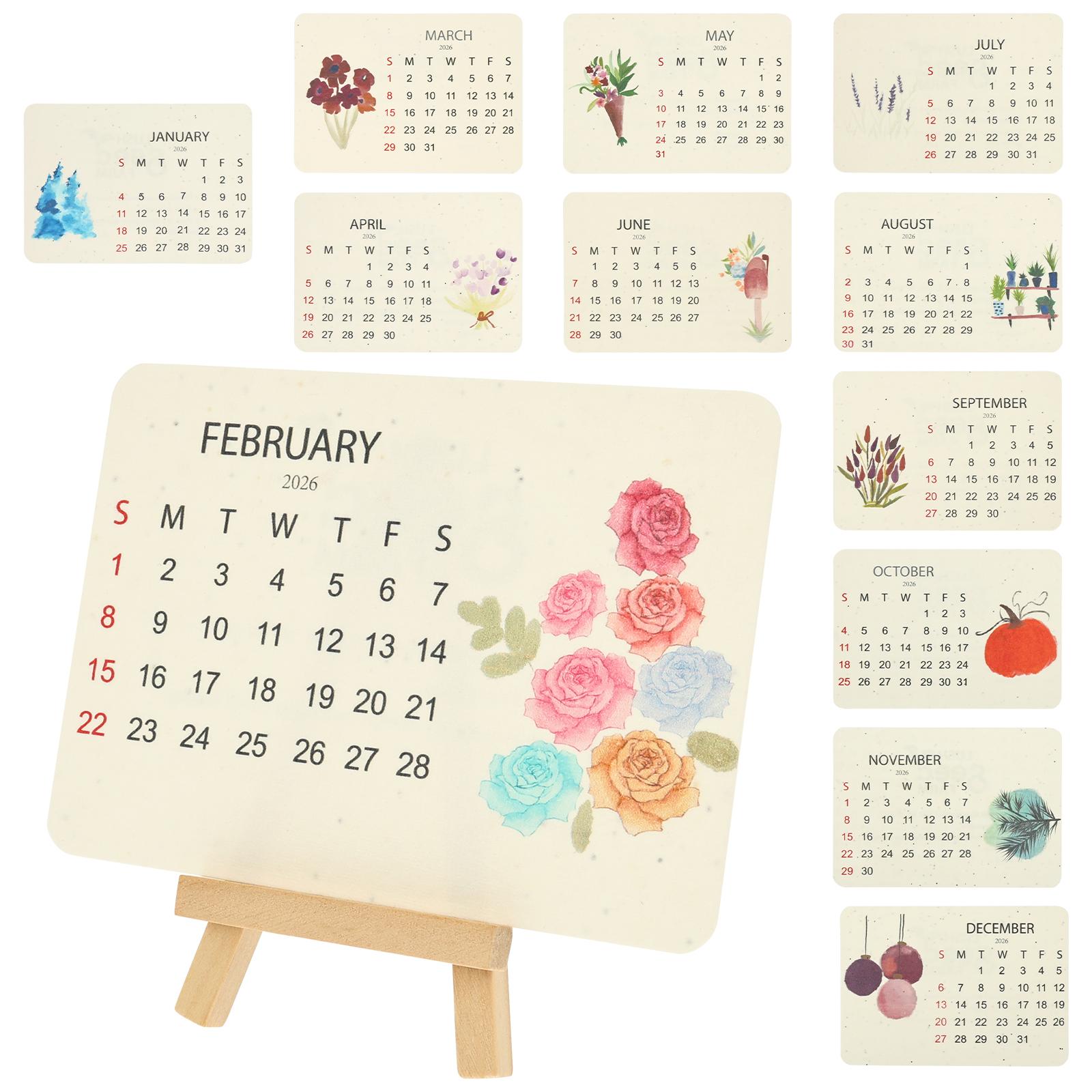 

Plantable Seed Calendar 2026 Perfect Modern Greening Calendar with Stand Plantable Calendar 2026 for School Office Home Decor білий