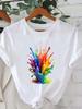 (Asian Size) feather style cute Women Printed Lady Casual Short Sleeve T Tee Top Clothing Shirt Fashion Female Graphic T-shirts