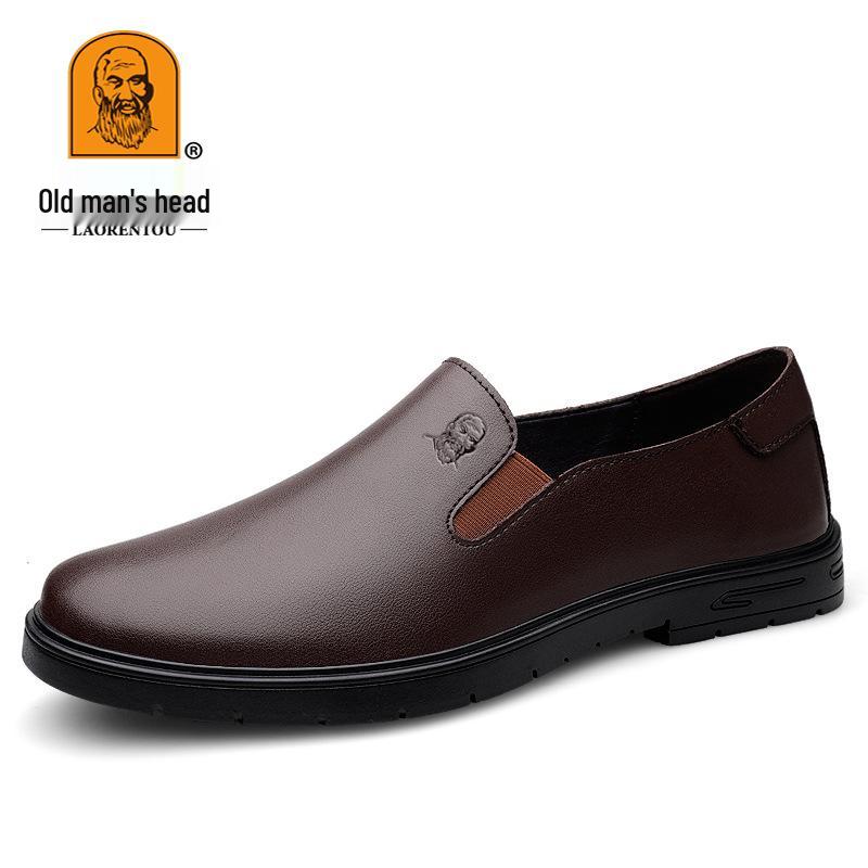Men s Casual Leather Loafers - Breathable, Soft, Slip-On Cowhide Shoes 38