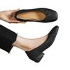 French soft leather light mouth single shoes women's low thick heel ladyshoes soft sole comfortable versatile small leather shoes middle age