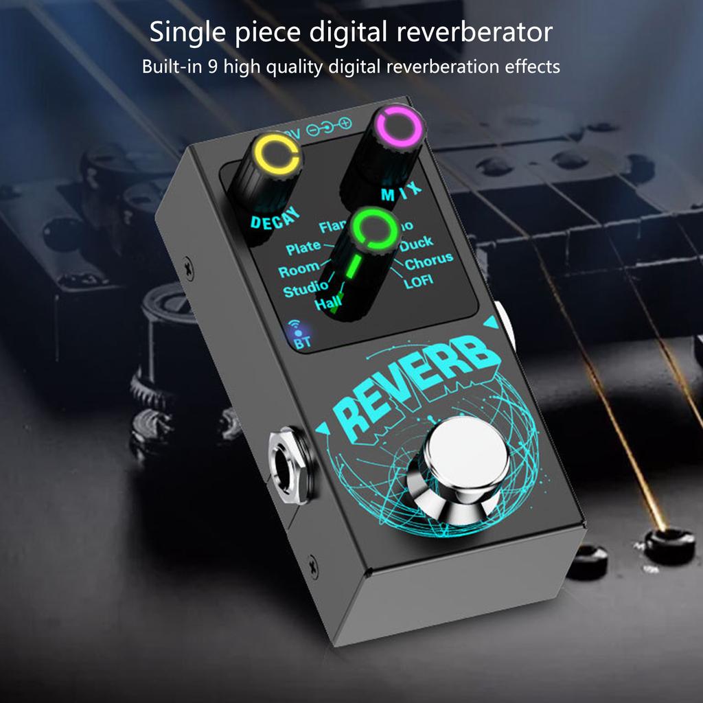 Guitar Reverb Effector Single Block Reverb Effector Digital Reverb Guitar Effect Pedal with 9 Modes Guitar Effect Pedal