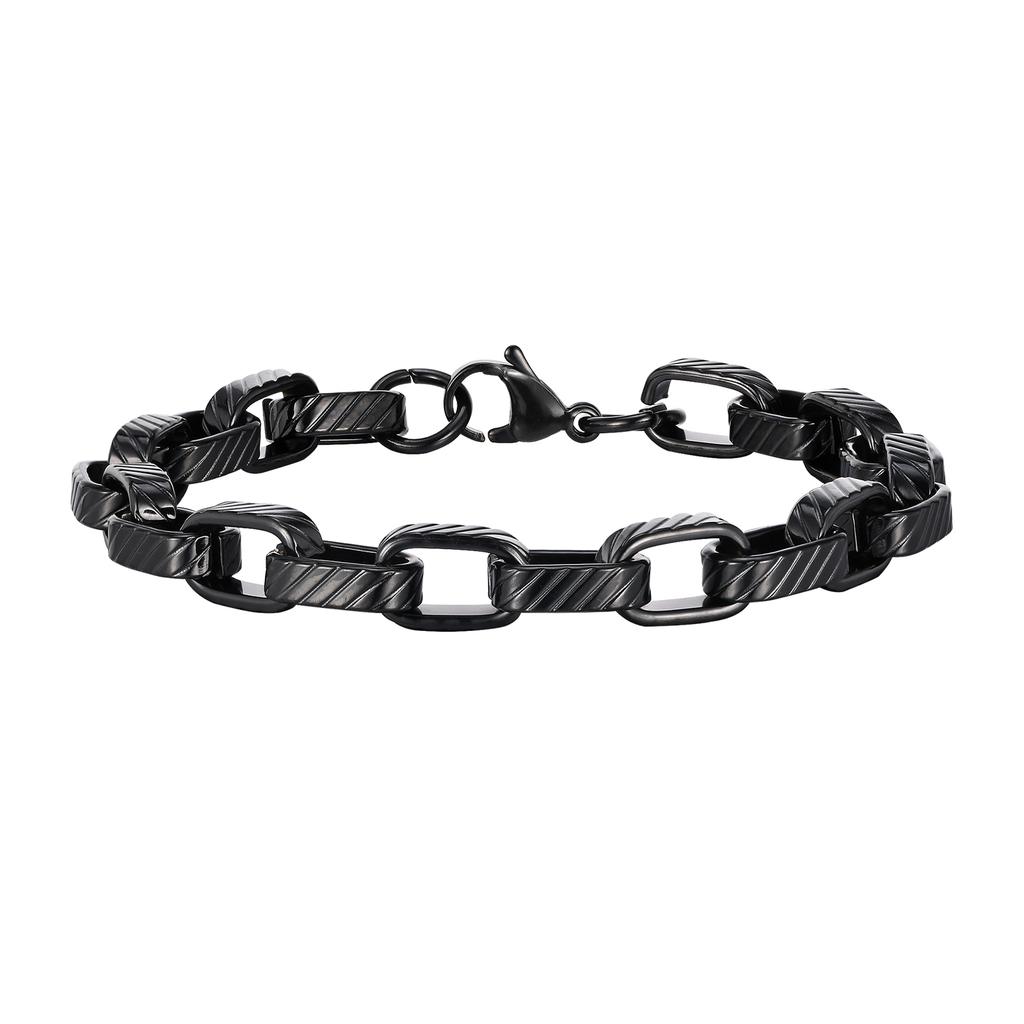 Vnox Punk Rock Chuky Chain Bracelets for Men Teens Boys, Stainless Steel Rectangle Links Chain Wristband New Jewelry