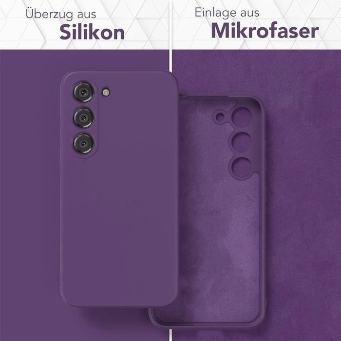 Silicone Case - Booling - for Samsung Galaxy S24 Plus - Matte Dark Purple - Slim - 2 Tempered Glass Screen Protector