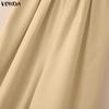 VONDA Women Summer Sleeveless Print Hem Casual Long Holiday Jumpsuits Overalls