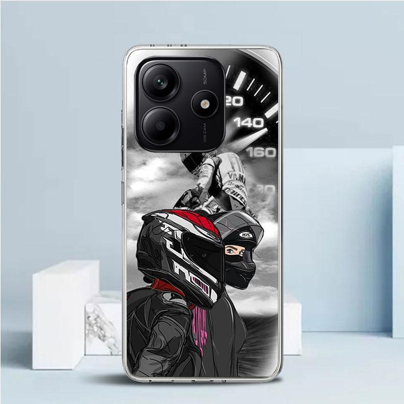 Motorcycle Rider Helmet Soft Cover for Xiaomi Redmi Note 15 14 13 12 Pro Plus Phone Case 14S 11S 11T 11E 10S 10 4G Pattern Shell