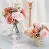 Pink rose artificial flower combination box set, bride bouquet, outdoor/indoor DIY center piece, flowers for decoration