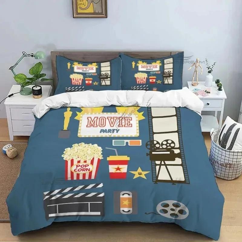 Movie Film Clap Board Patterns Comforter Bedding Set,Duvet Cover Bed Set Quilt Cover Pillowcase,King Queen Size Bedding Set