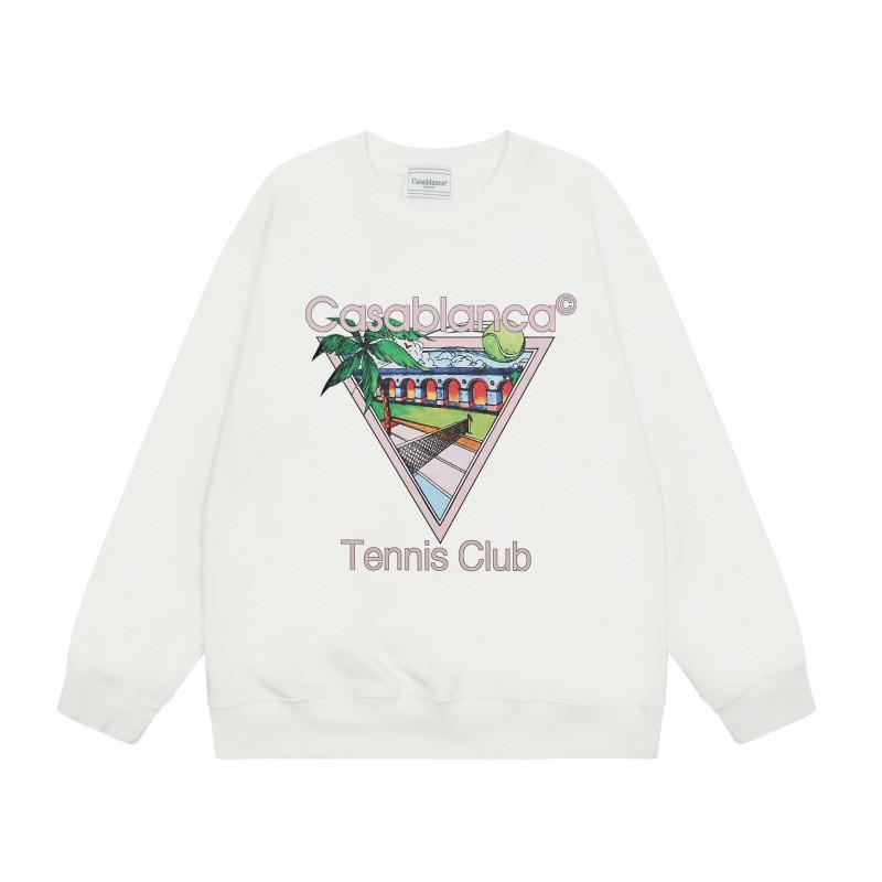 Casa Tennis Club Grafikprint Rundhals-Sweatshirt Unisex Lockere Passform Langarm Baumwoll-Oberteil Freizeitkleidung