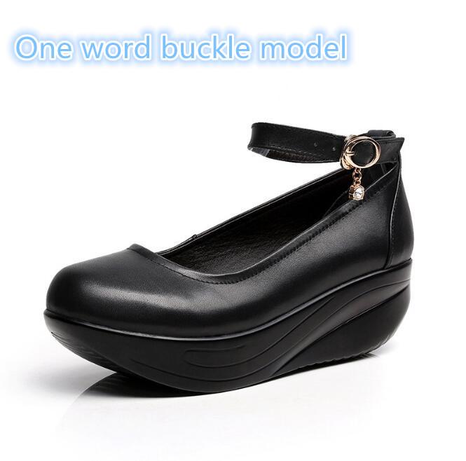 

Жіноче взуття з натуральної шкіри, повсякденні туфлі на танкетці, з круглим носком і неглибоким вирізом, зручне жіноче взуття, жіночі туфлі на платформі та високих підборах 33-43 34