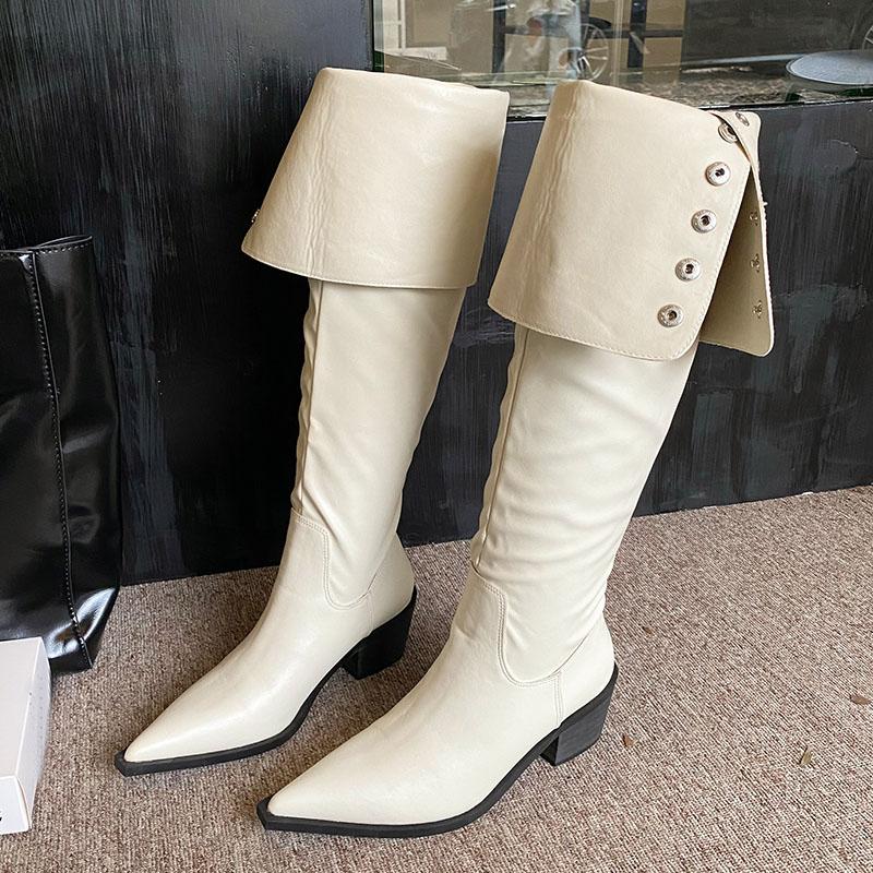 Fashion Party Modern Ladies Knee High Boots With Heels Shoes Female Footwear Fashion Pointed Toe Women Long Boots Pumps Shoes new