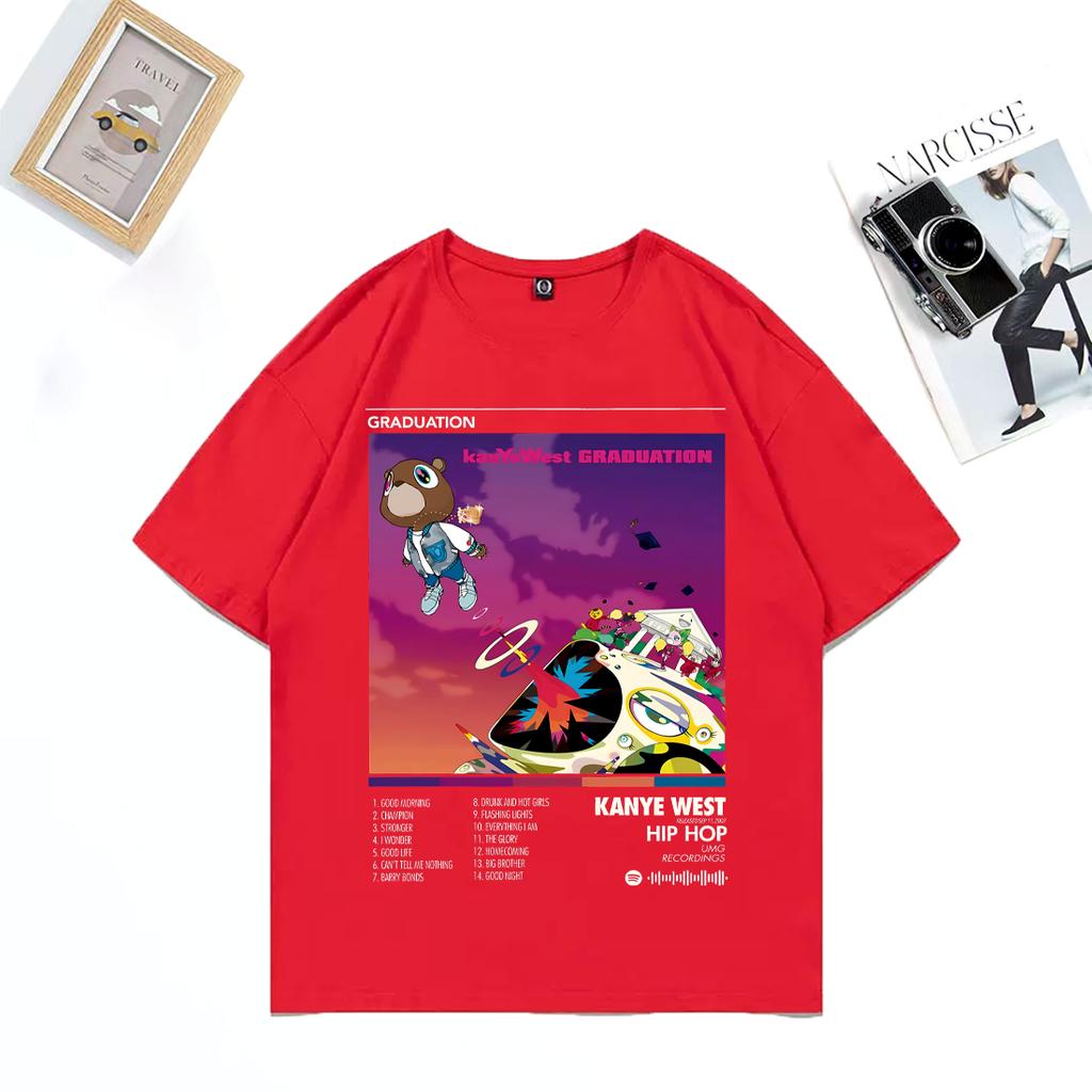 Rapper Kanye West Graduation Music Album vintage T Shirt Unisex WOMEN print streetwear Oversized short sleeve Cotton Unisex t shirt