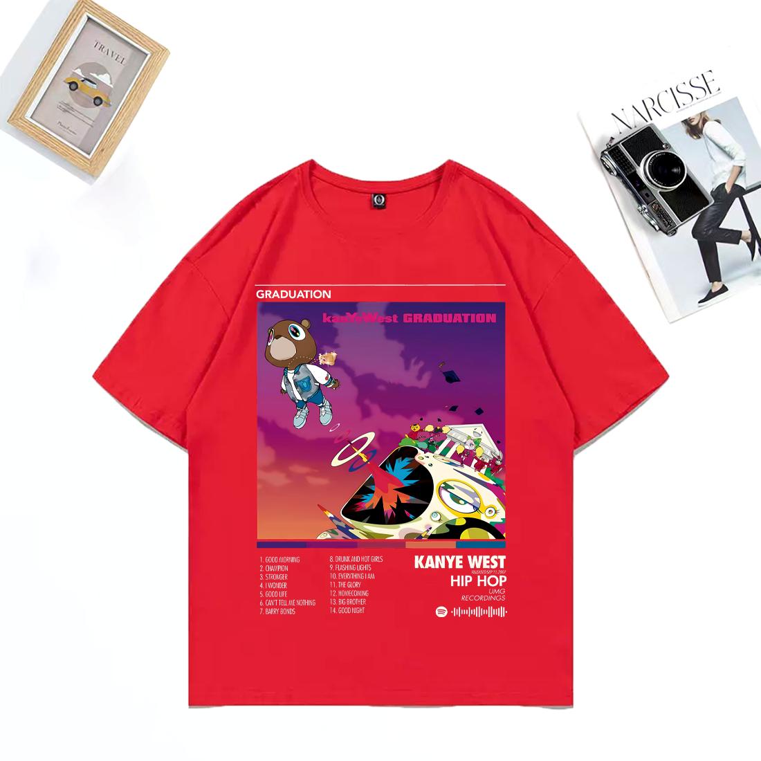 

Rapper Kanye West Graduation Music Album vintage T Shirt Unisex WOMEN print streetwear Oversized short sleeve Cotton Unisex t shirt S