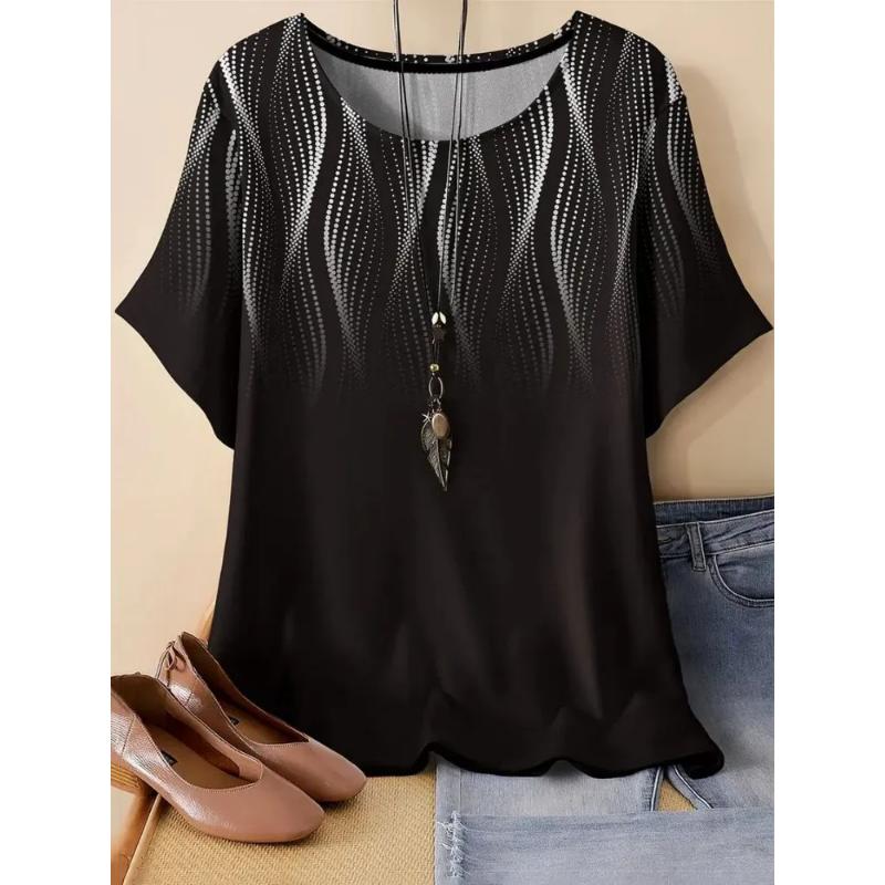Simple Short-sleeved Fashion Women's Clothing 3D Simple Color Printing Crew Neck T-shirt