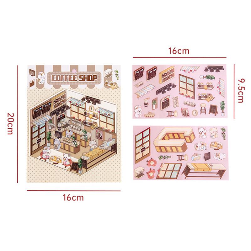 4Set Desene Animate Kawaii Miniatură Scenă Vizuală Autocolante Stivuibile Miniatură 3D Peisaj Scenă Autocolante Cont de Mână Autocolante