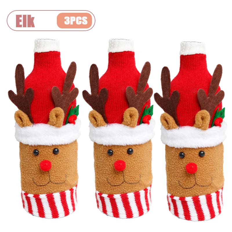 Knitted Christmas Wine Bottle Cover Santa Wine Sleeve Champagne Bottle Set Party Decoration for Restaurant Dining Table Setup