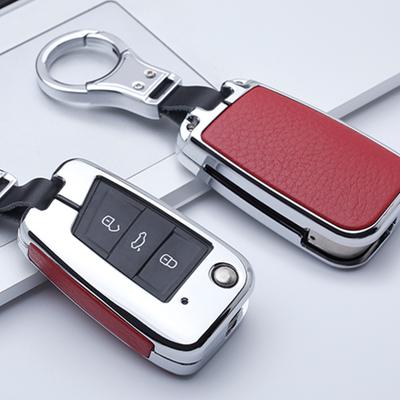 Metal Leather Car Remote Key Cover Case Holder Shell Fob Bag For VW Volkswagen Jetta Golf Polo Tiguan Touran T-CROSS Accessories