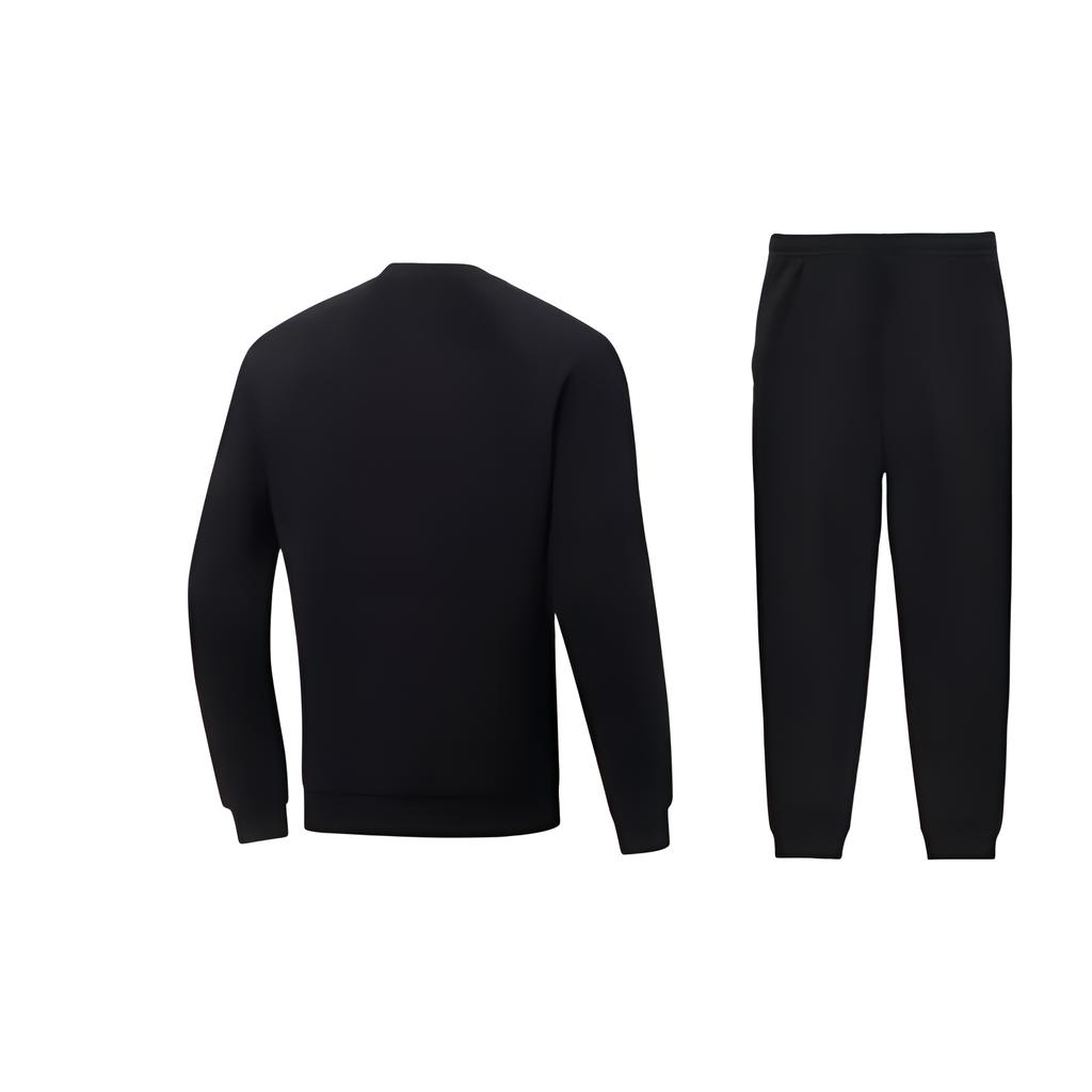 Li-Ning Minimalist Logo Round Neck Long Sleeve Knitted Pullover Sweatshirt Comfortable Fleece Long Pants Casual Sports Suit AWDU915-1+AKLSC99-1