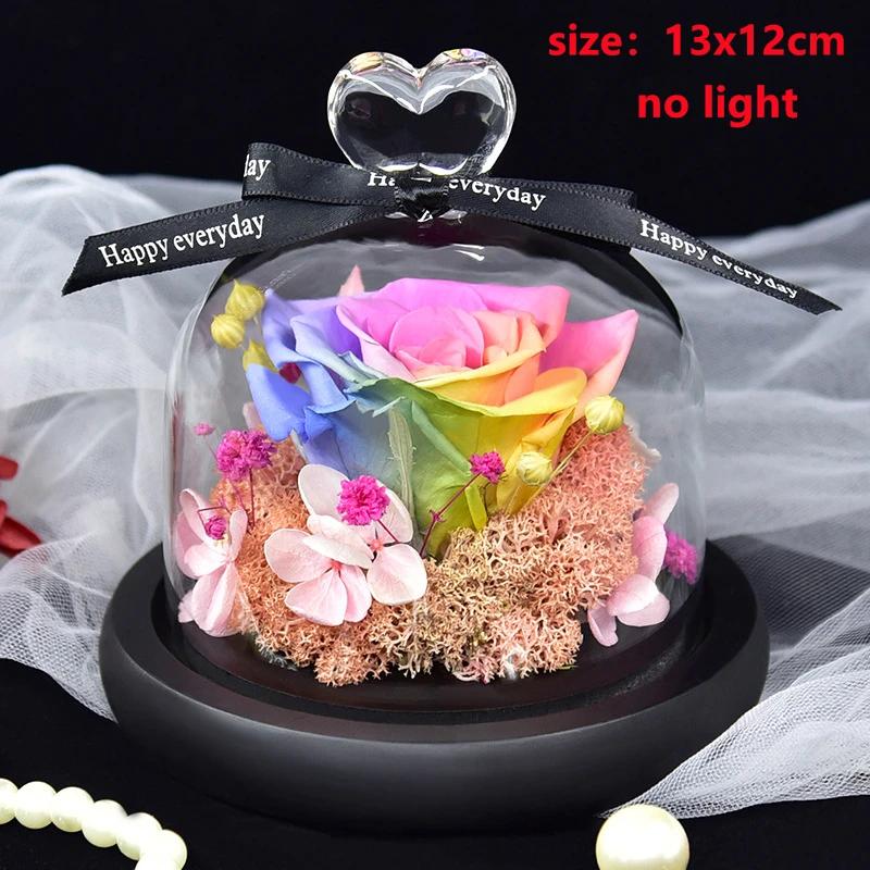Valentines Day Gift for Girlfriend Eternal Rose LED Light Flower In Glass Cover Mothers Day Birthday Party Wedding Decoration