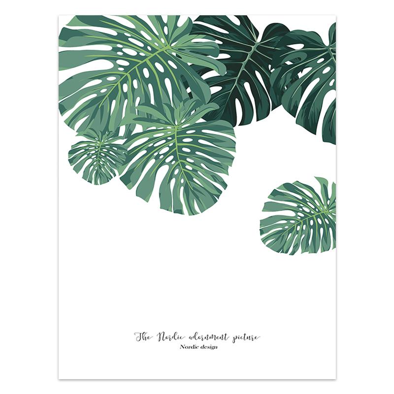 Nordische grüne Pflanze Monstera Leinwandgemälde handgemalte Blätter Wandkunst Poster einfache Bilder für Raumdekor Druckdekoration