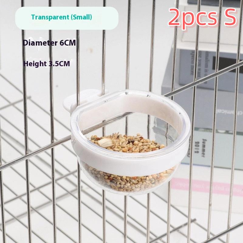 Miska na krmení ptáků Odnímatelná Průhledná miska Plastová Nádobka na jídlo Do klece Pohodlný Závěsný Krmítko na semena a vodu pro papoušky