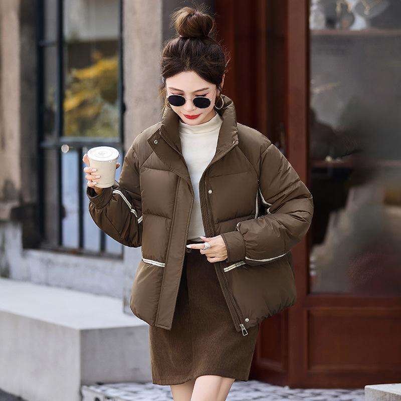 2025 winter new cotton jacket stand-up collar short versatile Korean loose padded jacket women's padded jacket foreign slimming jacket
