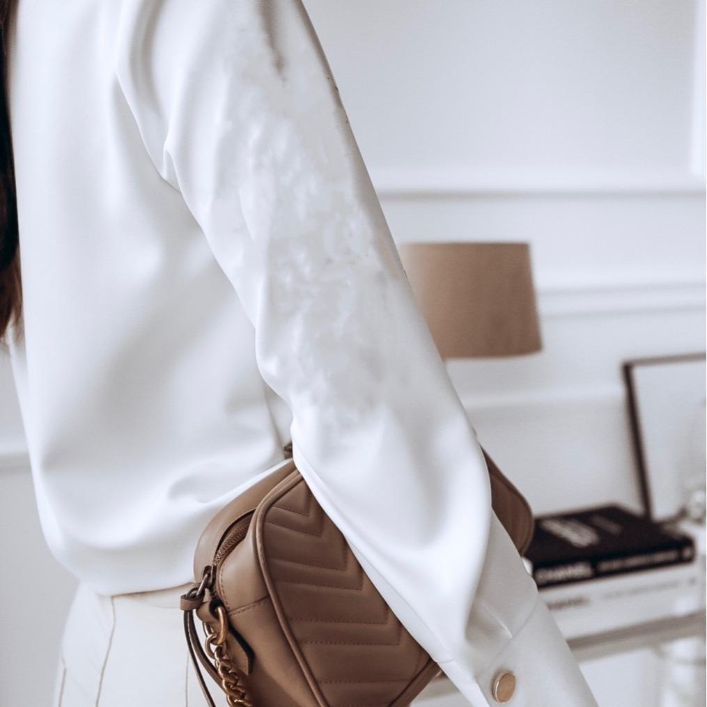 Women's Loose and Fashionable Shirt Monochrome Stand Up Collar Shirt  Long Sleeved Shirt Slim Fit Top