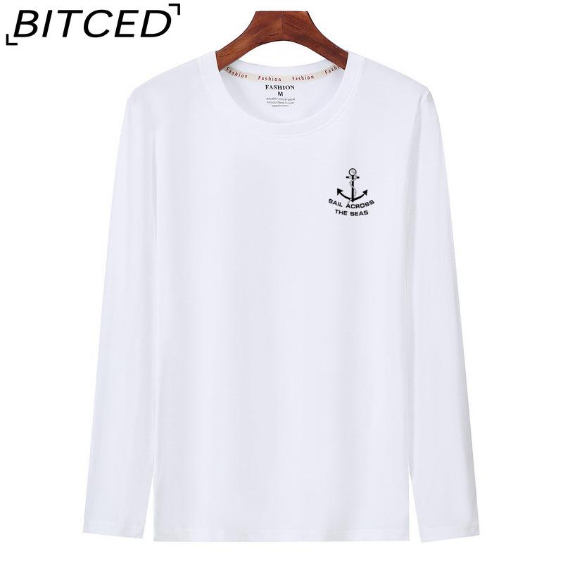 BITCED Men's Spring and Autumn Slim Trend Long-sleeved T-shirt Versatile O-neck Bottoming Shirt