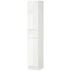 Tall Bathroom Cabinet with Adjustable Shelves, High Gloss Storage Cupboard, Freestanding Tallboy with Storage Drawer, White