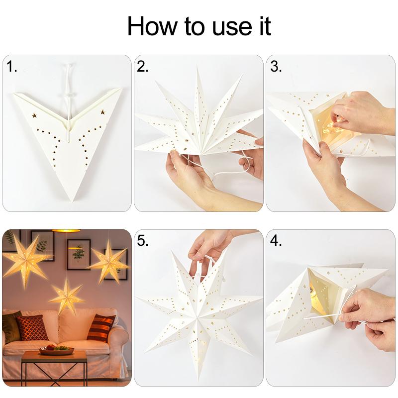Hollow Star Hanging Pendant Eid Mubarak Ramadan Kareem Decoration Lantern 2025 Islamic Muslim Party Supplies Christmas Birthday