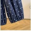 2026 Summer Cotton Linen Polka Dot Trousers Women's Loose Wide Leg Versatile Nine Point Harem Pants Korean Version Lantern Pants
