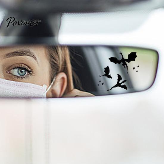 Funny Holiday Party Supplies Flying Bat Car Rearview Mirror Stickers, PVC Decals for Vehicle Versatile Vinyl Surfaces Exterior Decoration, Waterproof
